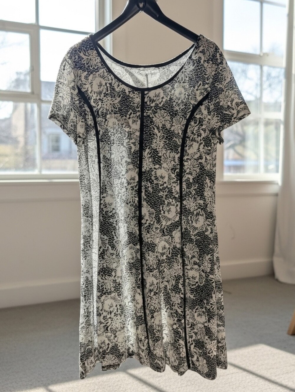 EST 1946 Black White Floral Flared Swing Dress Size XL